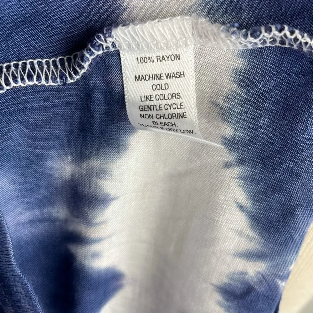 NWT Passports Blue & White Tie Dye Style Top